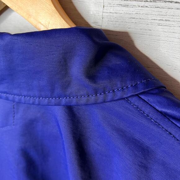 Eileen Fisher Coat Women Size Small Royal Blue A Line Button Down Trench - Picture 12 of 16